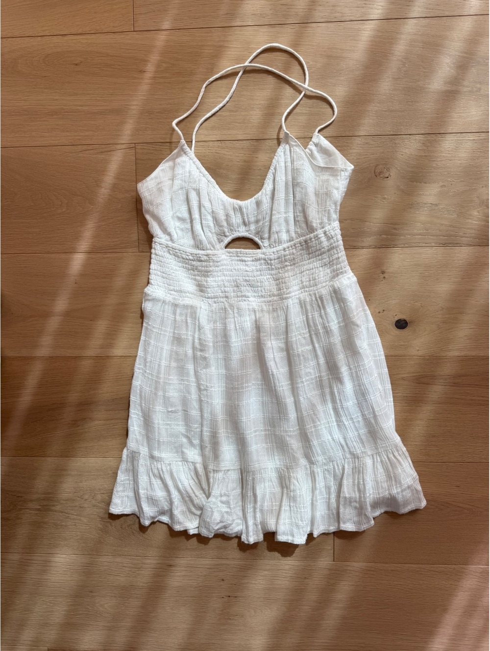 L*Space Bonita Dress White Cutout Smocked Mini Dress XL NWT